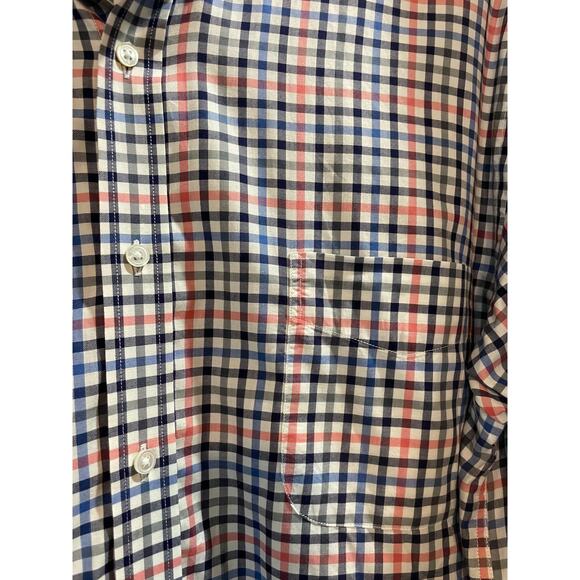 J. McLaughlin Men's Gingham Blue Pin Button Down Shirt Top XL - Picture 9 of 10